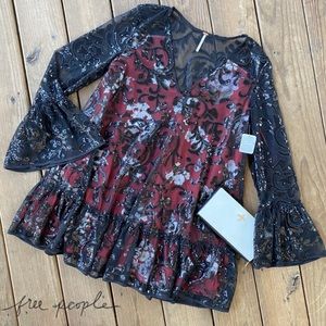 Free People Falling Flowers Frock Dress Sequin S